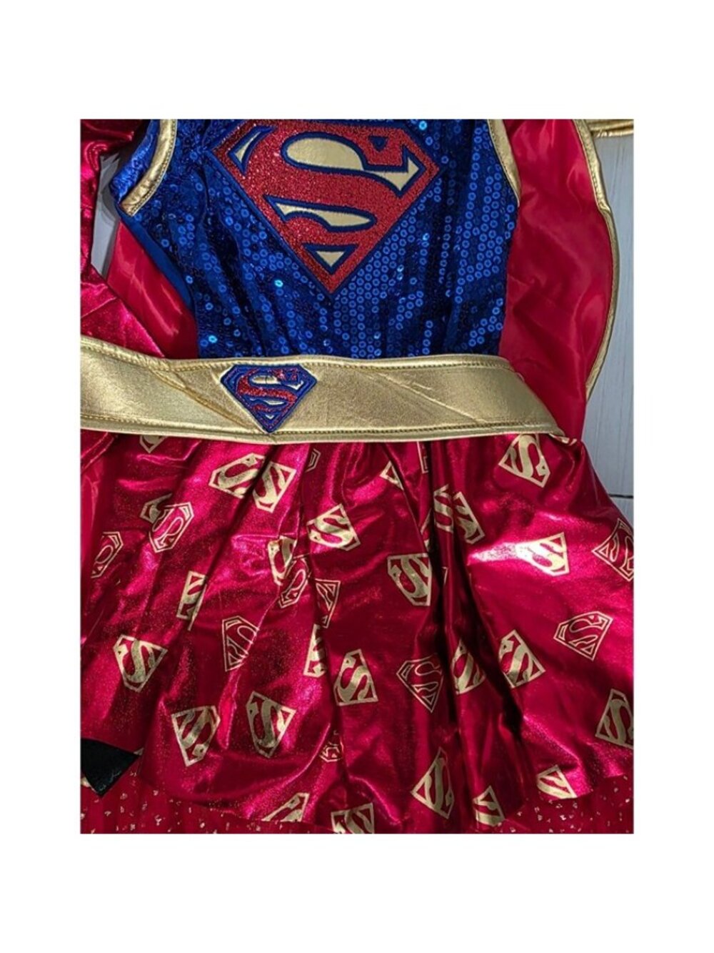 NWT Girls Sz XS 3T/4T Super Girl Halloween Costume Dress with Cape Boot Covers - Picture 5 of 7